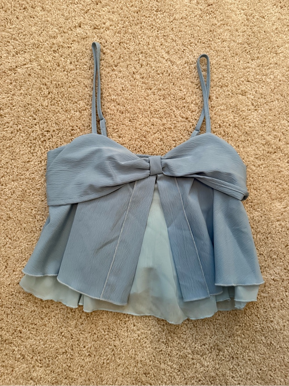 SHEIN Light Blue Bow-Front Chiffon Camisole